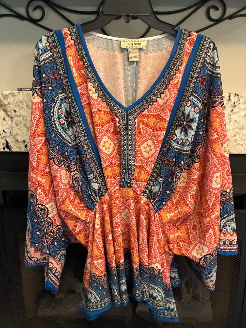 Boho feminine blousy top